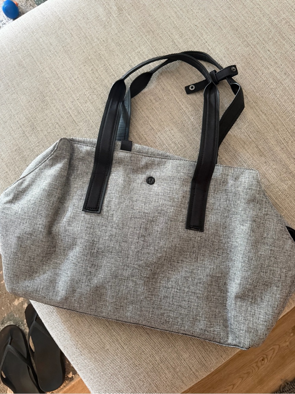 Everyday Gray Tote Bag with Black Straps